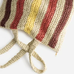 Eram Sacs Cabas^Sac beige paille papier motif rayures MULTICOLORE