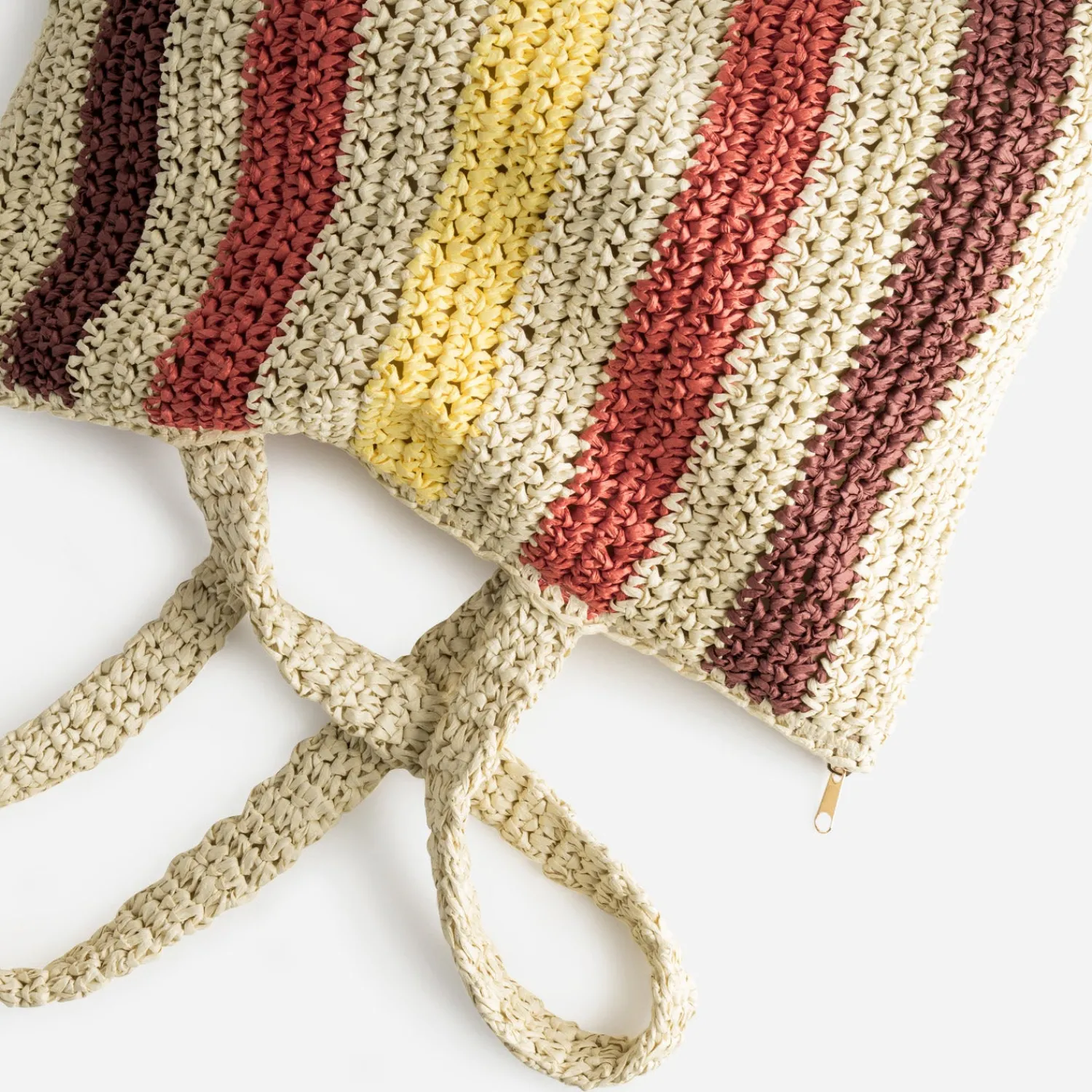 Eram Sacs Cabas^Sac beige paille papier motif rayures MULTICOLORE