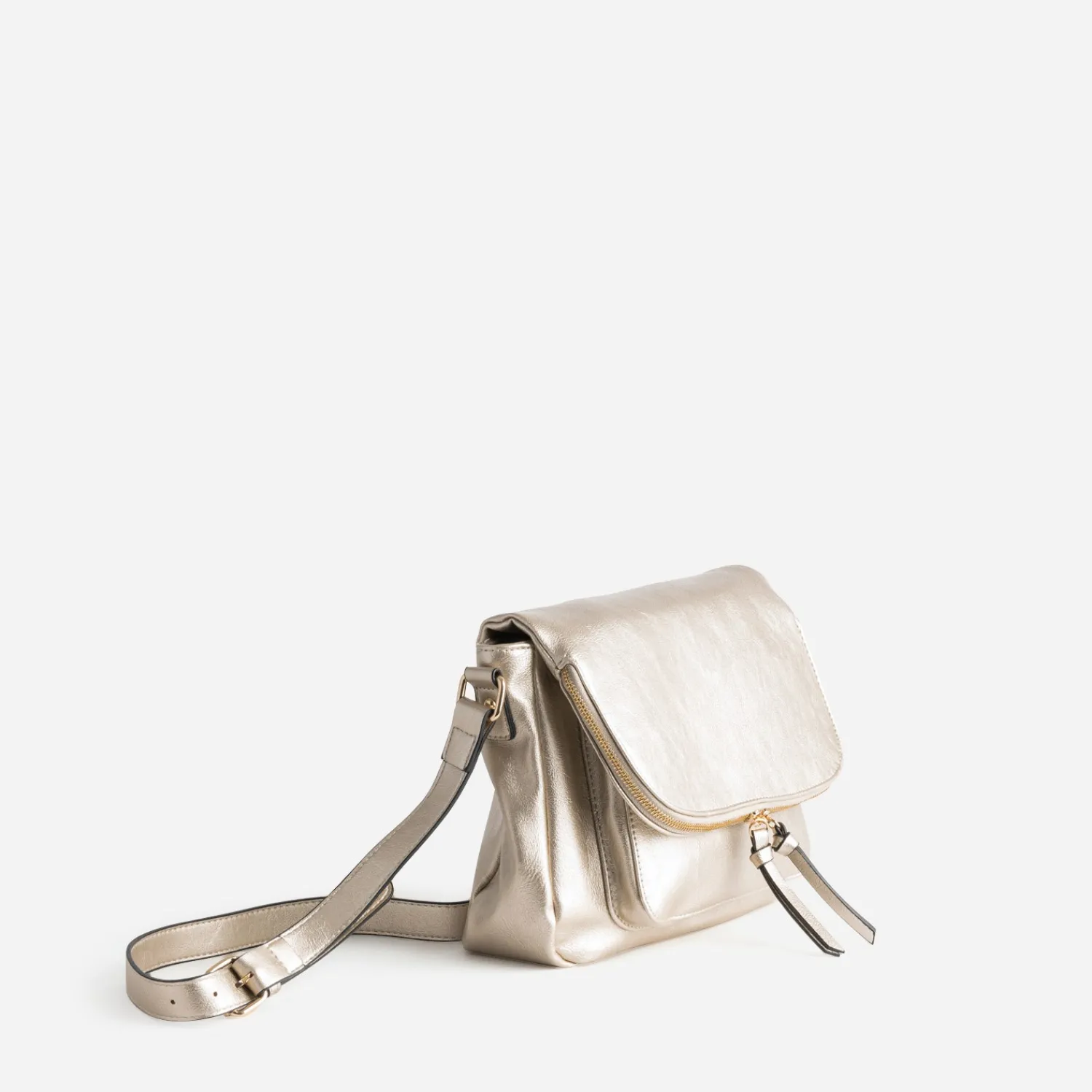 Eram Sacs À Main^Sac besace doré avec rabat zippé BEIGE