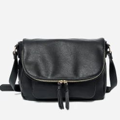 Eram Sacs À Main^Sac besace avec rabat zippé NOIR