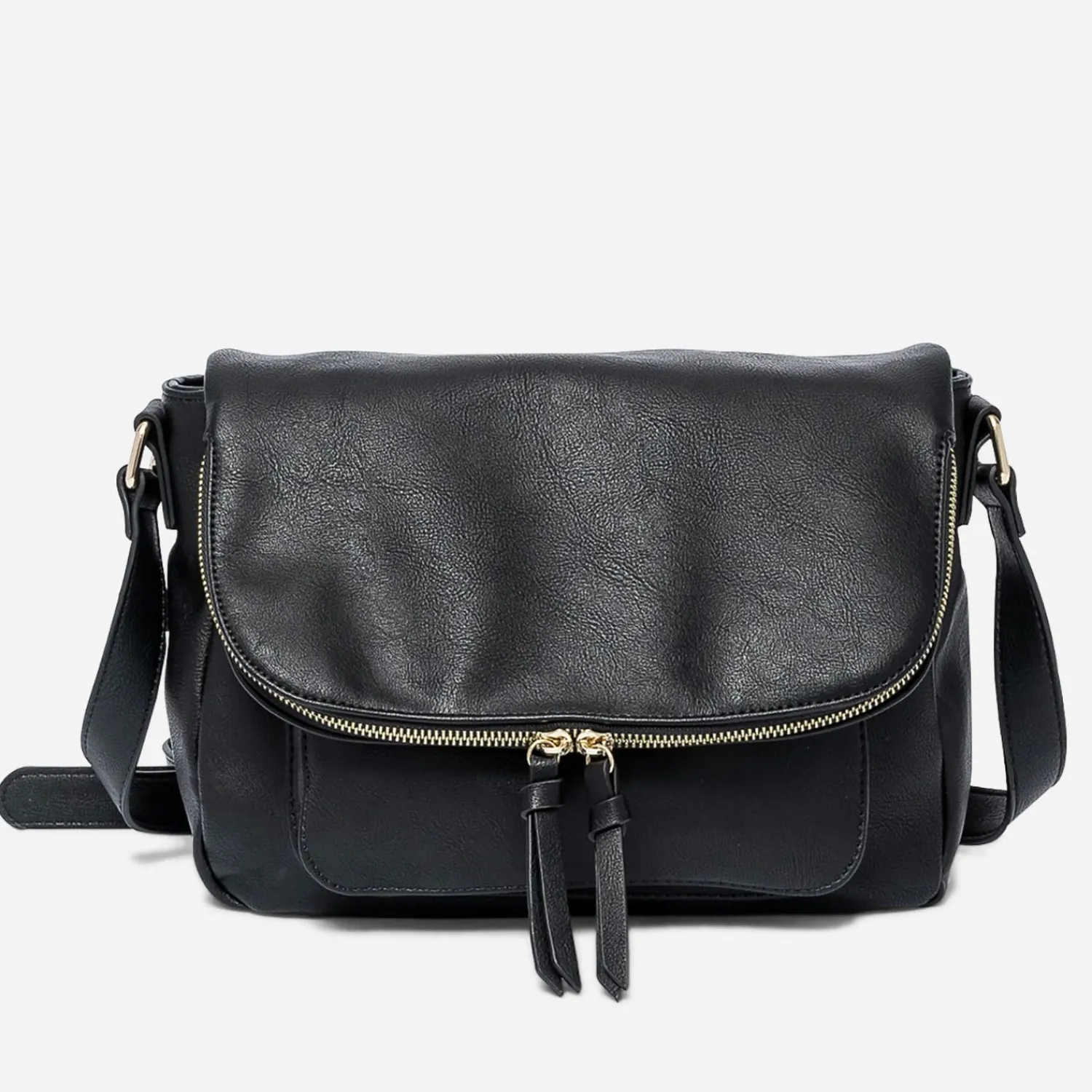 Eram Sacs À Main^Sac besace avec rabat zippé NOIR