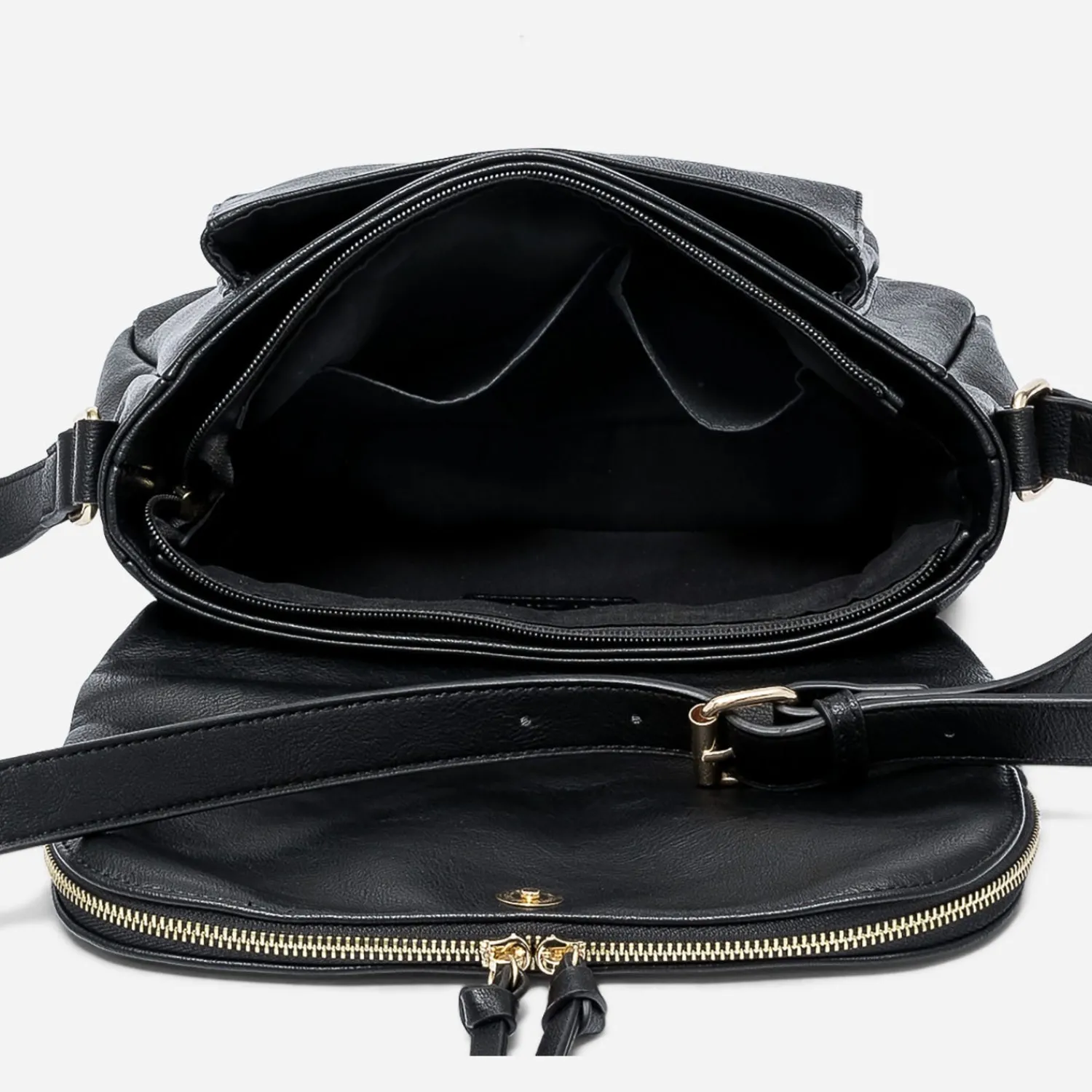 Eram Sacs À Main^Sac besace avec rabat zippé NOIR