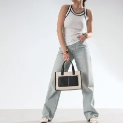 Eram Sacs À Main^Sac cabas et noir bi-matière BEIGE
