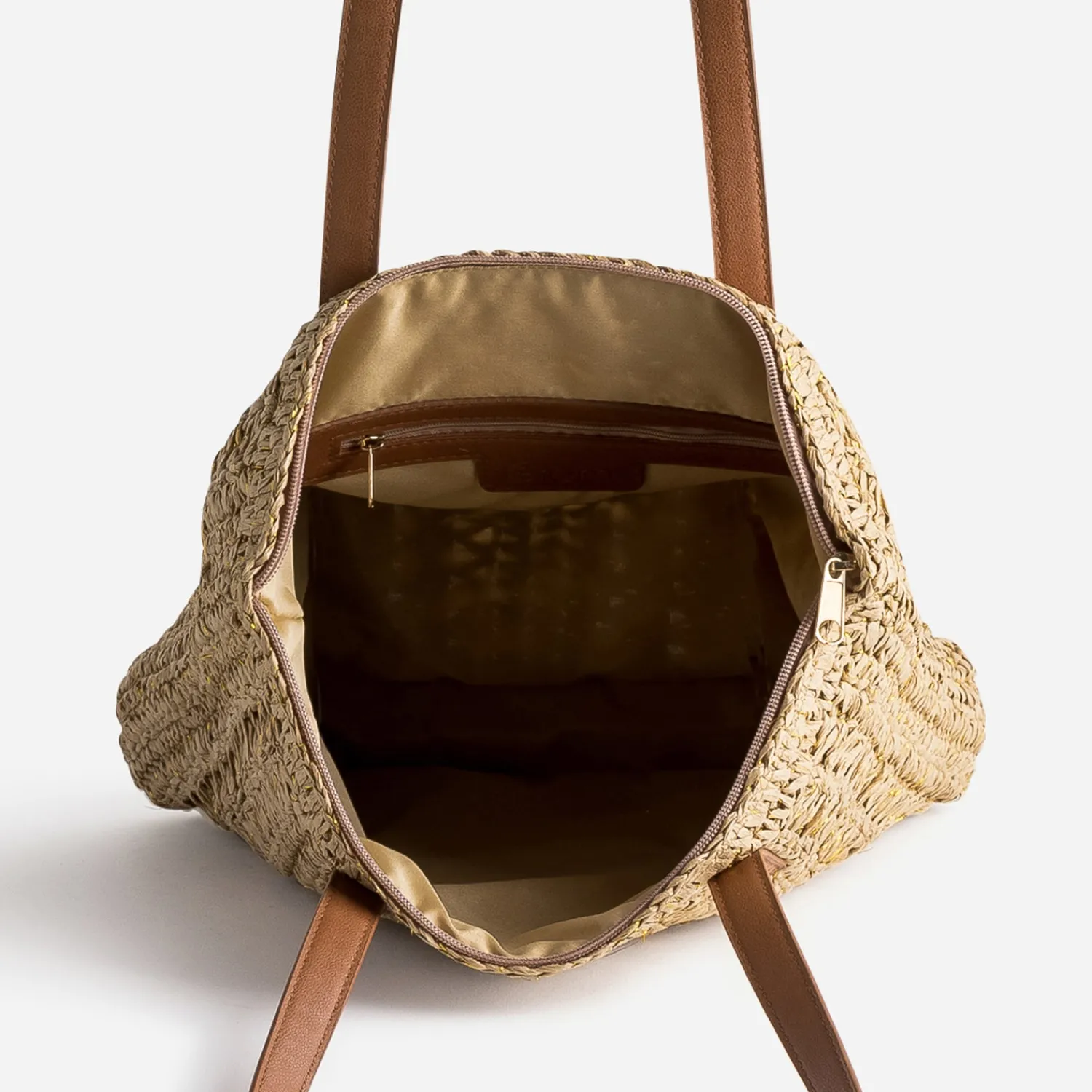 Eram Sacs Cabas^Sac cabas foncé paille papier BEIGE