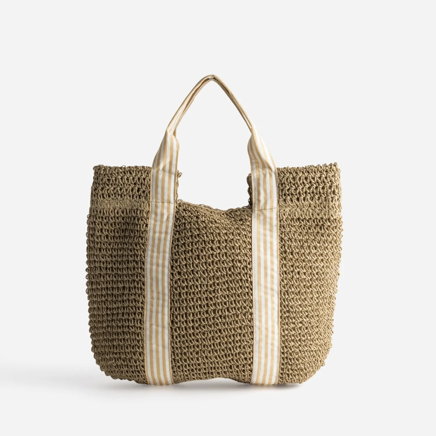 Eram Sacs À Main^Sac cabas paille papier anses rayées BEIGE