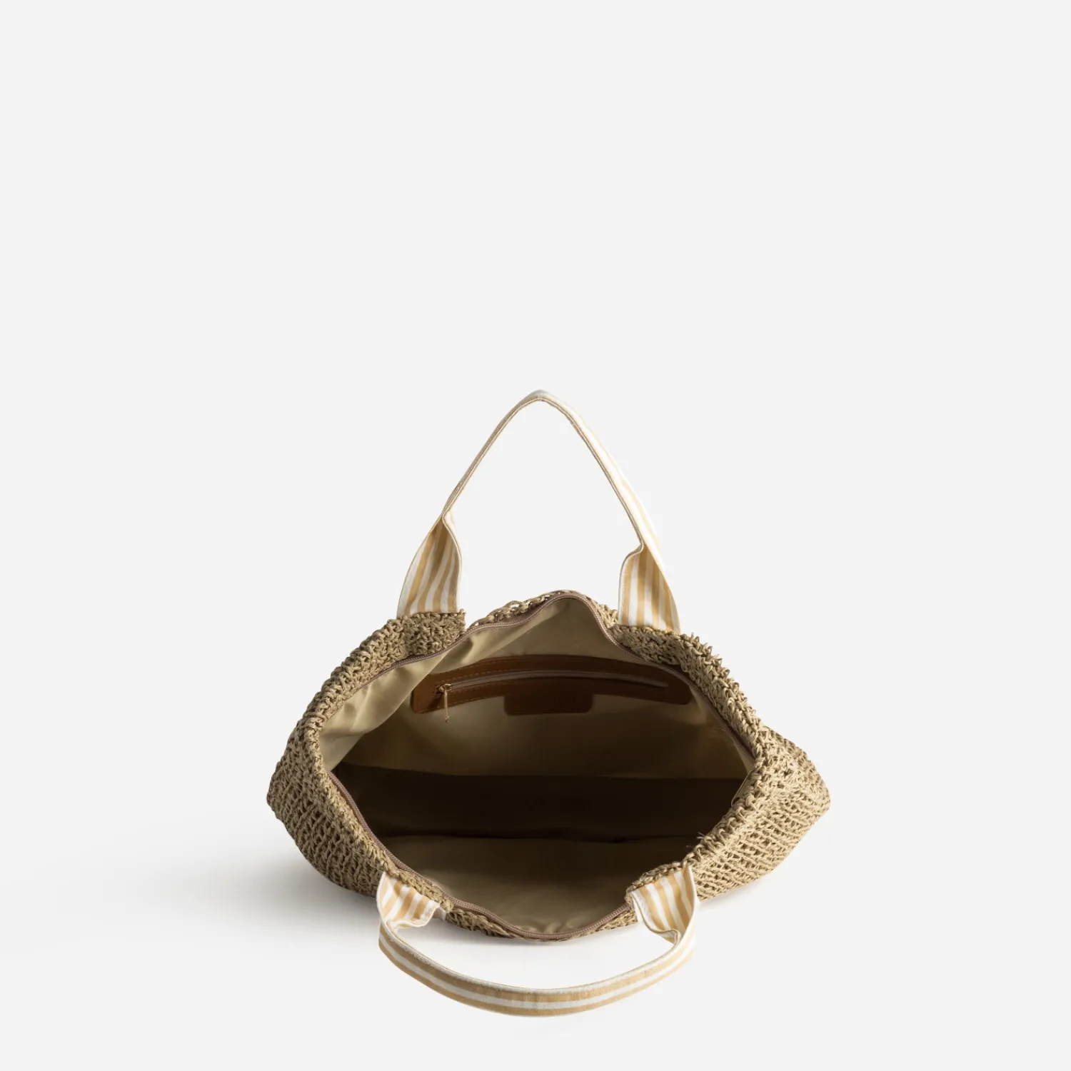 Eram Sacs À Main^Sac cabas paille papier anses rayées BEIGE