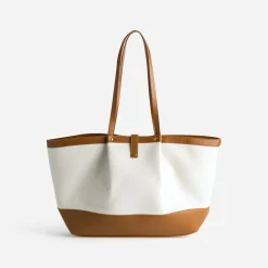 Eram Sacs Cabas^Sac cabas toile bi-matière cognac BEIGE