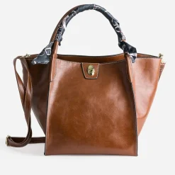 Eram Sacs Cabas^Sac cabas cognac décor foulard MARRON