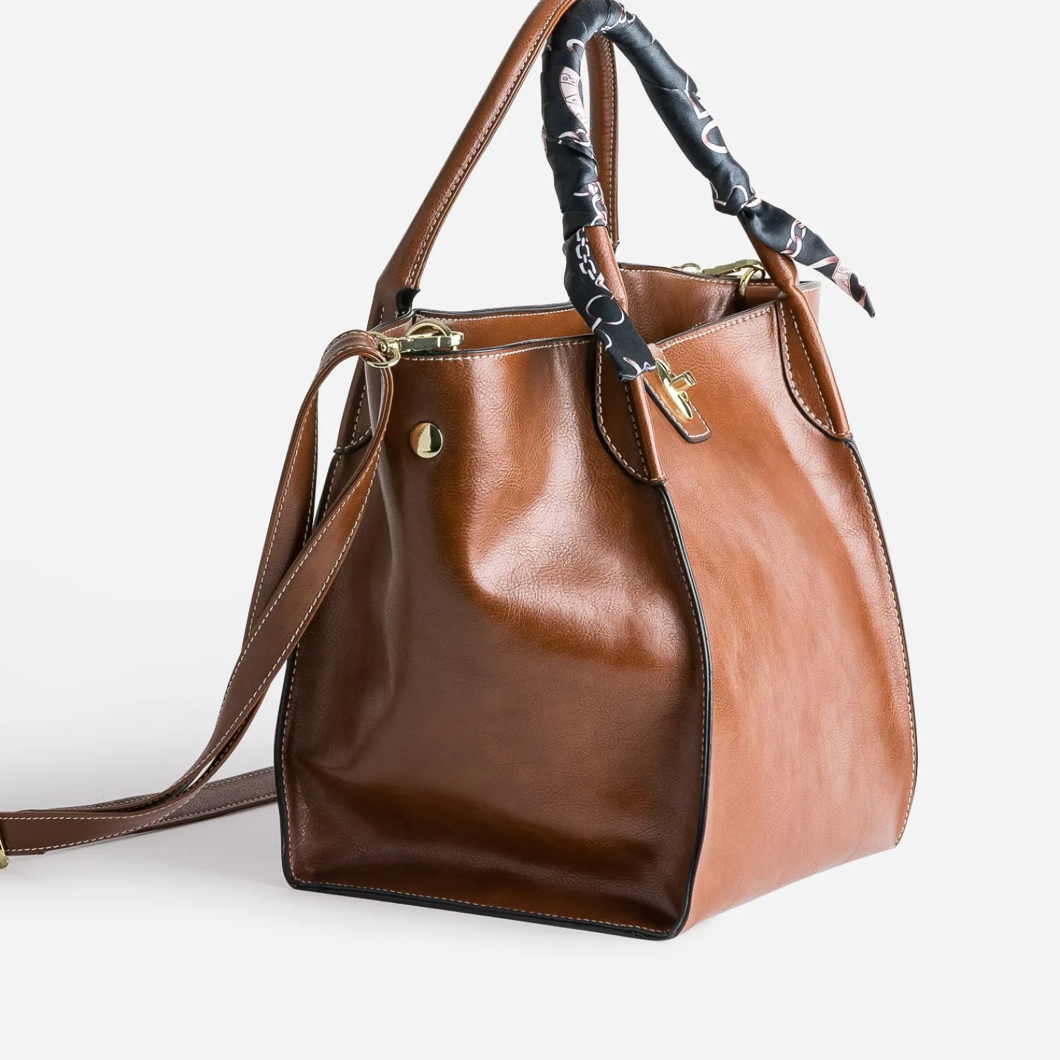 Eram Sacs Cabas^Sac cabas cognac décor foulard MARRON