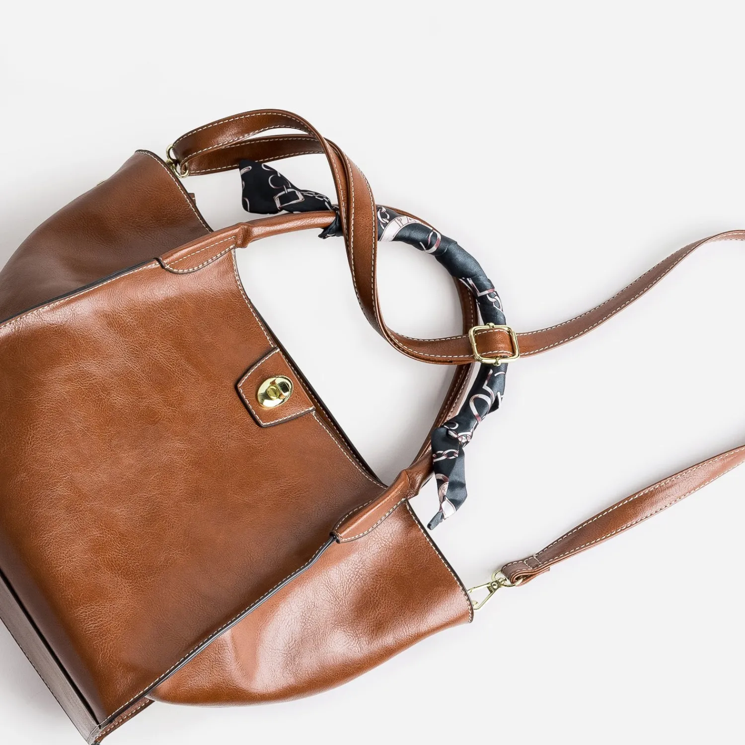 Eram Sacs Cabas^Sac cabas cognac décor foulard MARRON