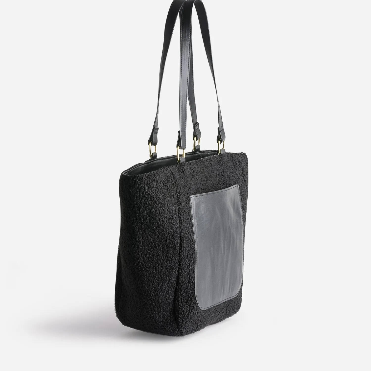 Eram Sacs Cabas^Sac cabas tissu Sherpa avec poche NOIR