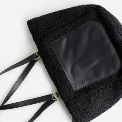 Eram Sacs Cabas^Sac cabas tissu Sherpa avec poche NOIR