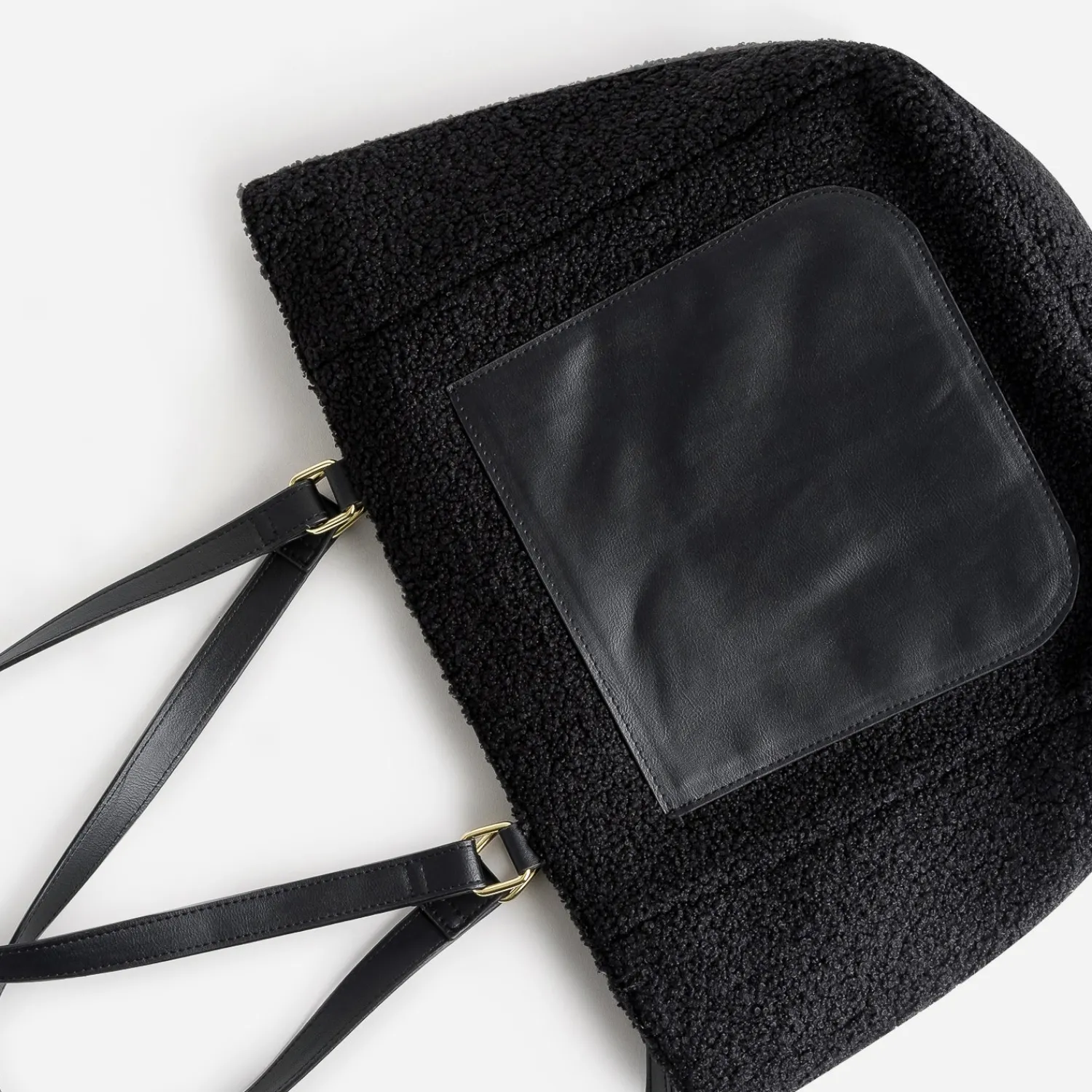 Eram Sacs Cabas^Sac cabas tissu Sherpa avec poche NOIR