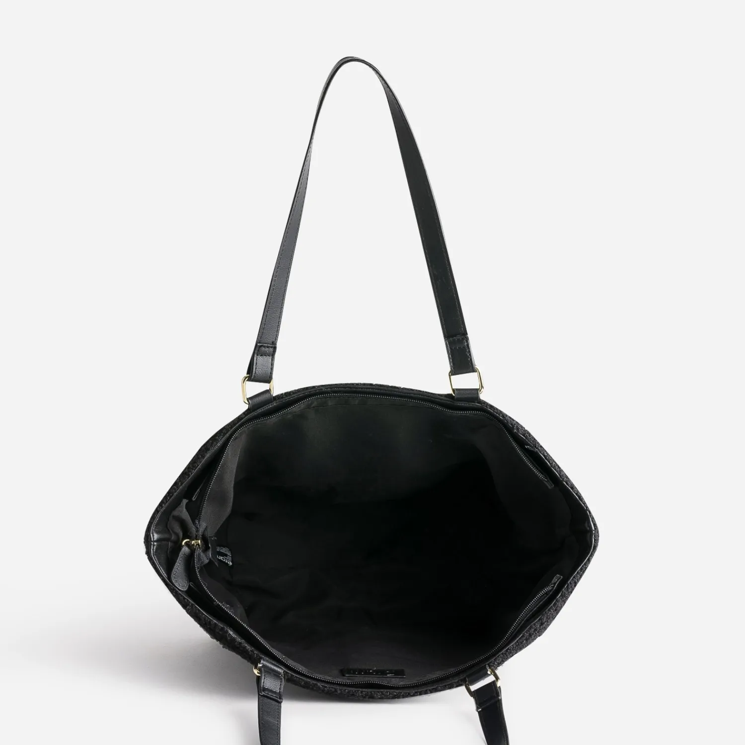 Eram Sacs Cabas^Sac cabas tissu Sherpa avec poche NOIR
