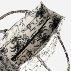 Texto Sacs Cabas^Sac cabas beige jacquard motif villages NOIR
