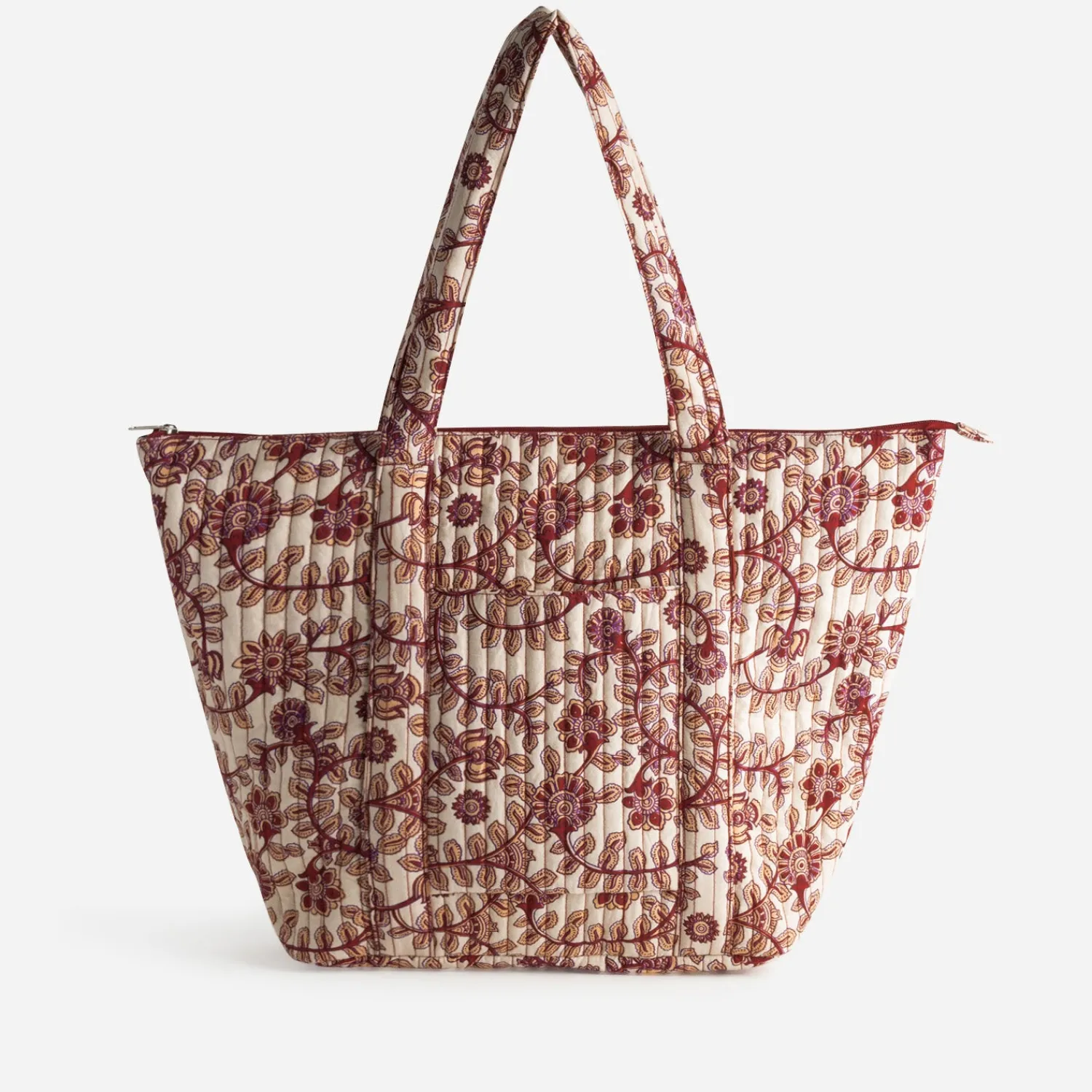Texto Sacs Cabas^Sac cabas beige motif floral rouge MULTICOLORE
