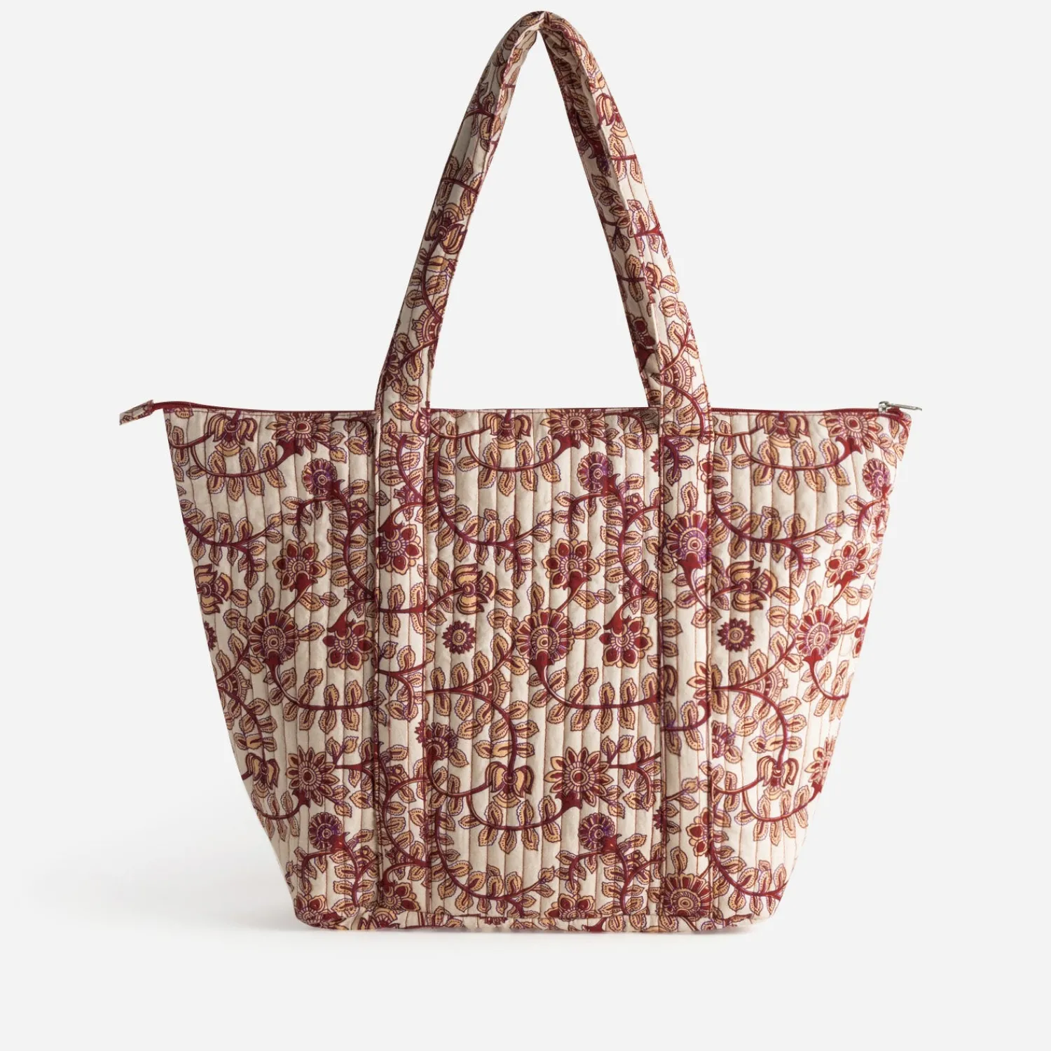 Texto Sacs Cabas^Sac cabas beige motif floral rouge MULTICOLORE