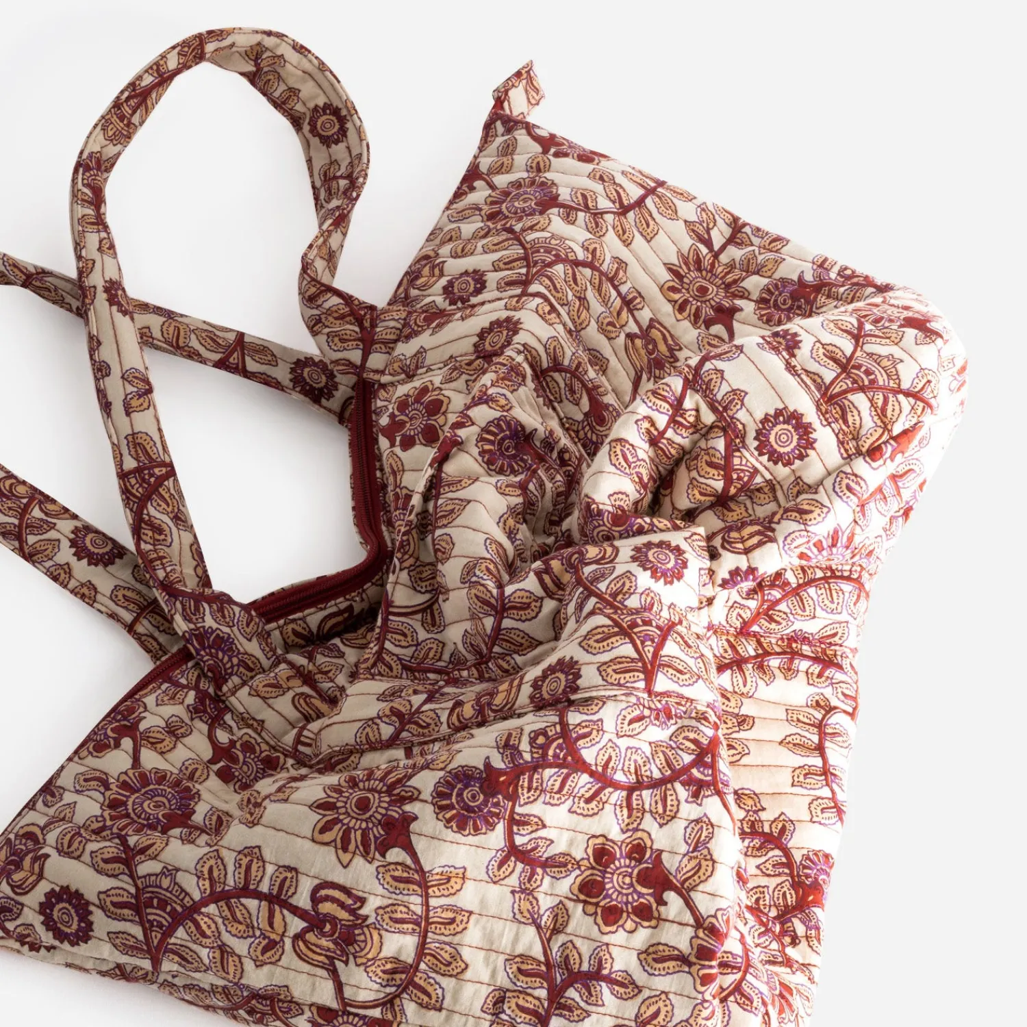 Texto Sacs Cabas^Sac cabas beige motif floral rouge MULTICOLORE
