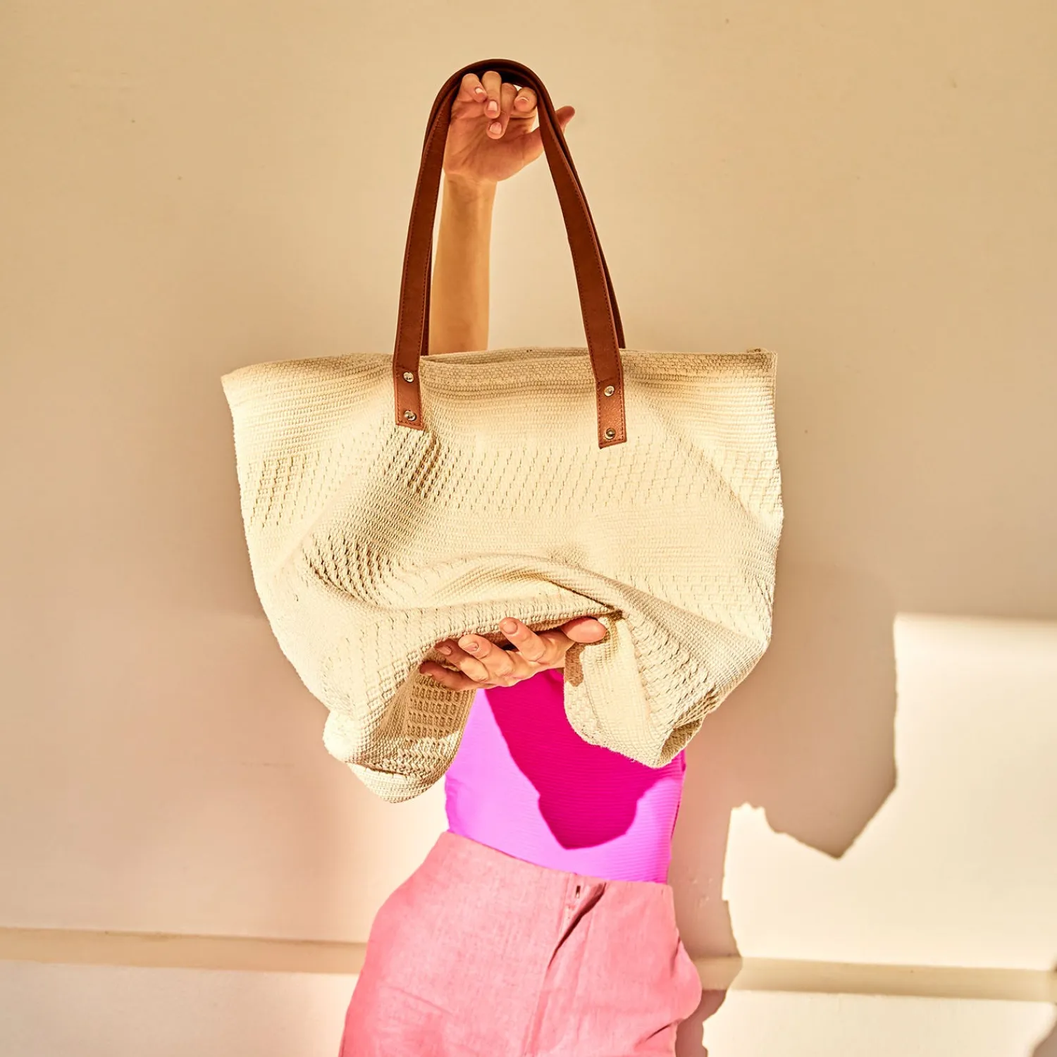Eram Sacs Cabas|Sacs À Main^Sac cabas TEXTO écru textile tissé BEIGE