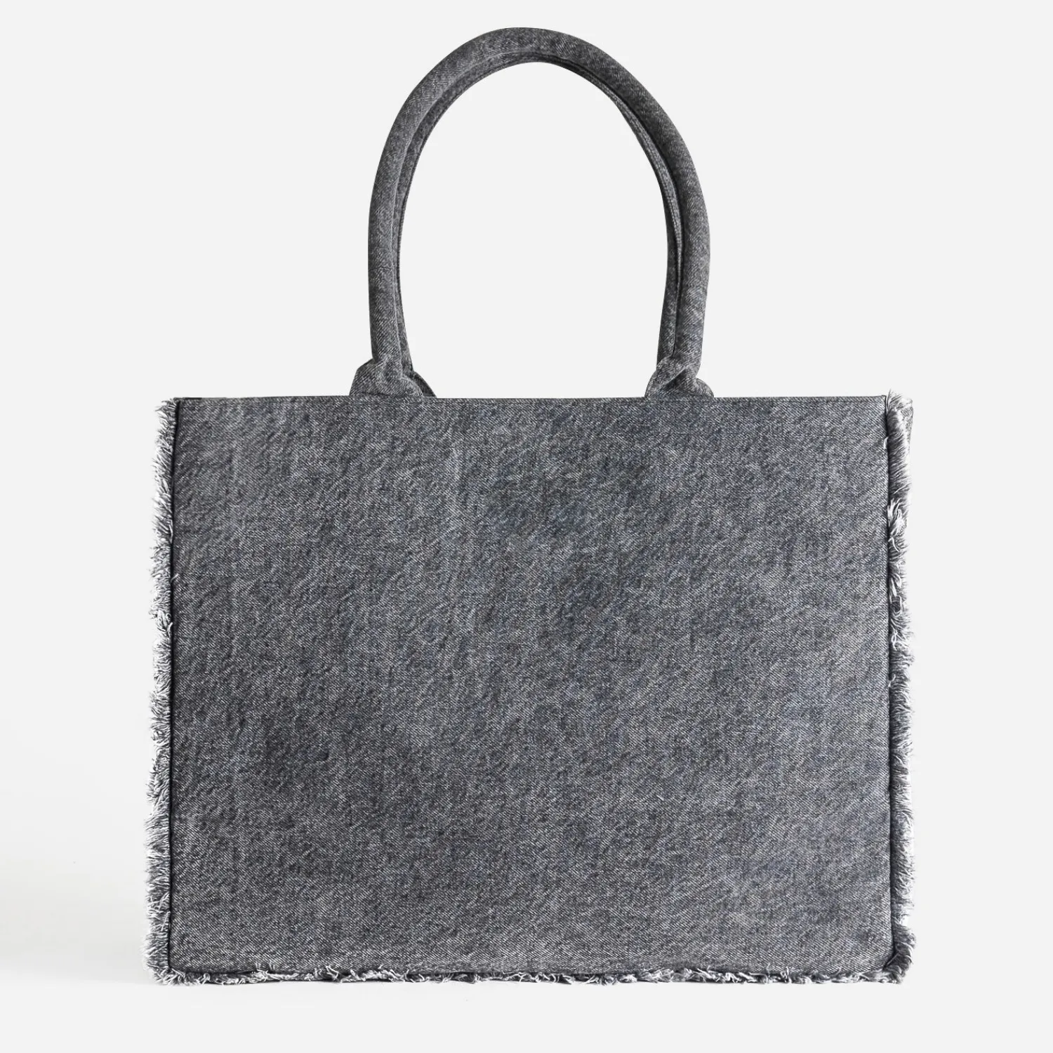 Texto Sacs Cabas^Sac cabas effet denim frangé GRIS