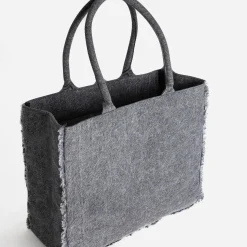 Texto Sacs Cabas^Sac cabas effet denim frangé GRIS