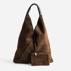 Texto Capsule Maroquinerie Cuir|Sacs Cabas^Sac hobo cuir velours MARRON