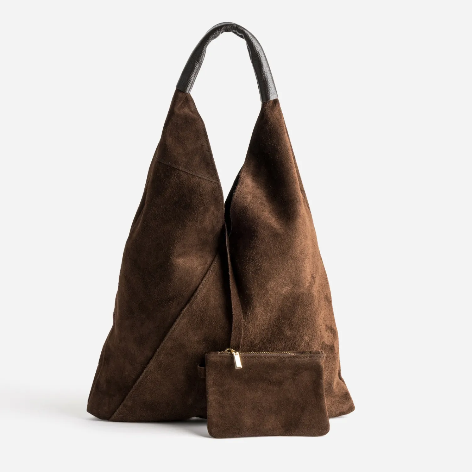 Texto Capsule Maroquinerie Cuir|Sacs Cabas^Sac hobo cuir velours MARRON