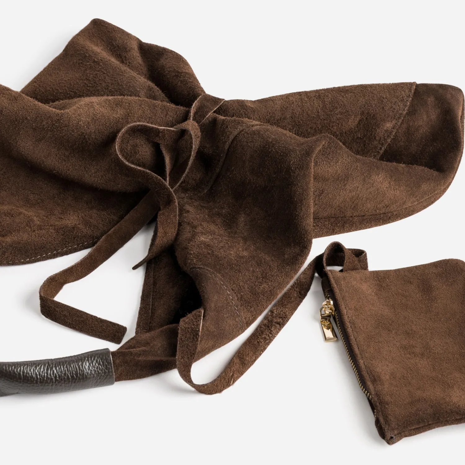 Texto Capsule Maroquinerie Cuir|Sacs Cabas^Sac hobo cuir velours MARRON