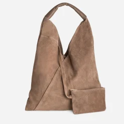Texto Capsule Maroquinerie Cuir|Sacs Cabas^Sac hobo cuir velours TAUPE
