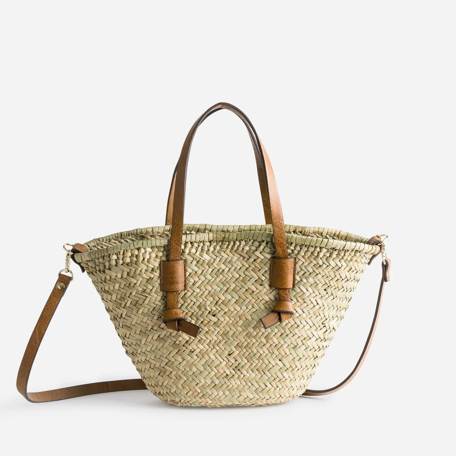 Eram Sacs Cabas|Sacs À Main^Sac panier beige en paille anses CAMEL