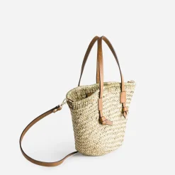 Eram Sacs Cabas|Sacs À Main^Sac panier beige en paille anses CAMEL