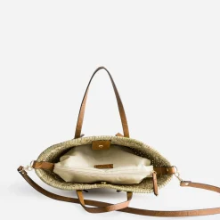 Eram Sacs Cabas|Sacs À Main^Sac panier beige en paille anses CAMEL