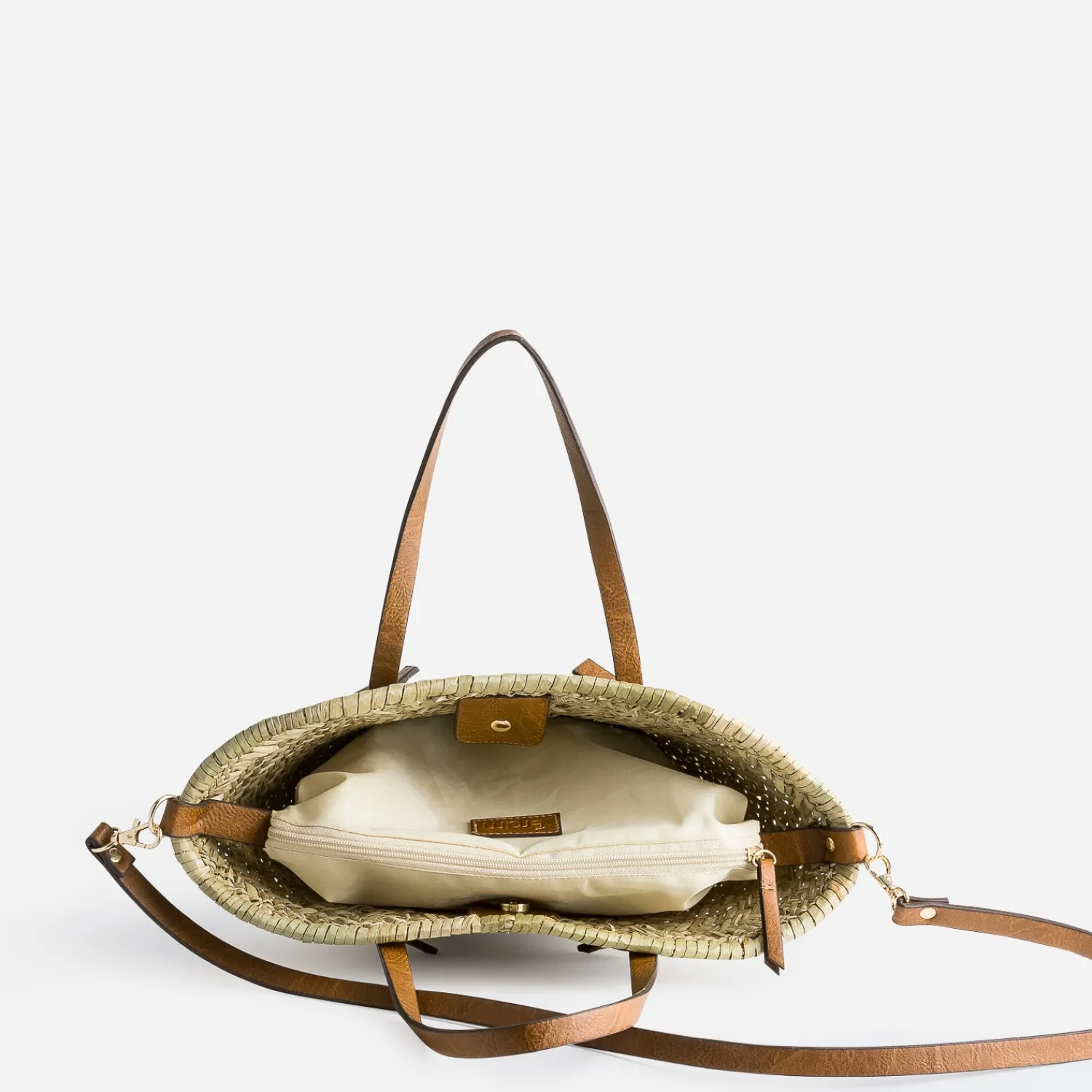 Eram Sacs Cabas|Sacs À Main^Sac panier beige en paille anses CAMEL