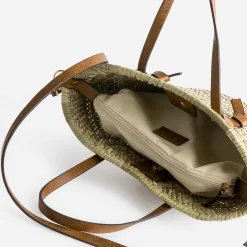 Eram Sacs Cabas|Sacs À Main^Sac panier beige en paille anses CAMEL