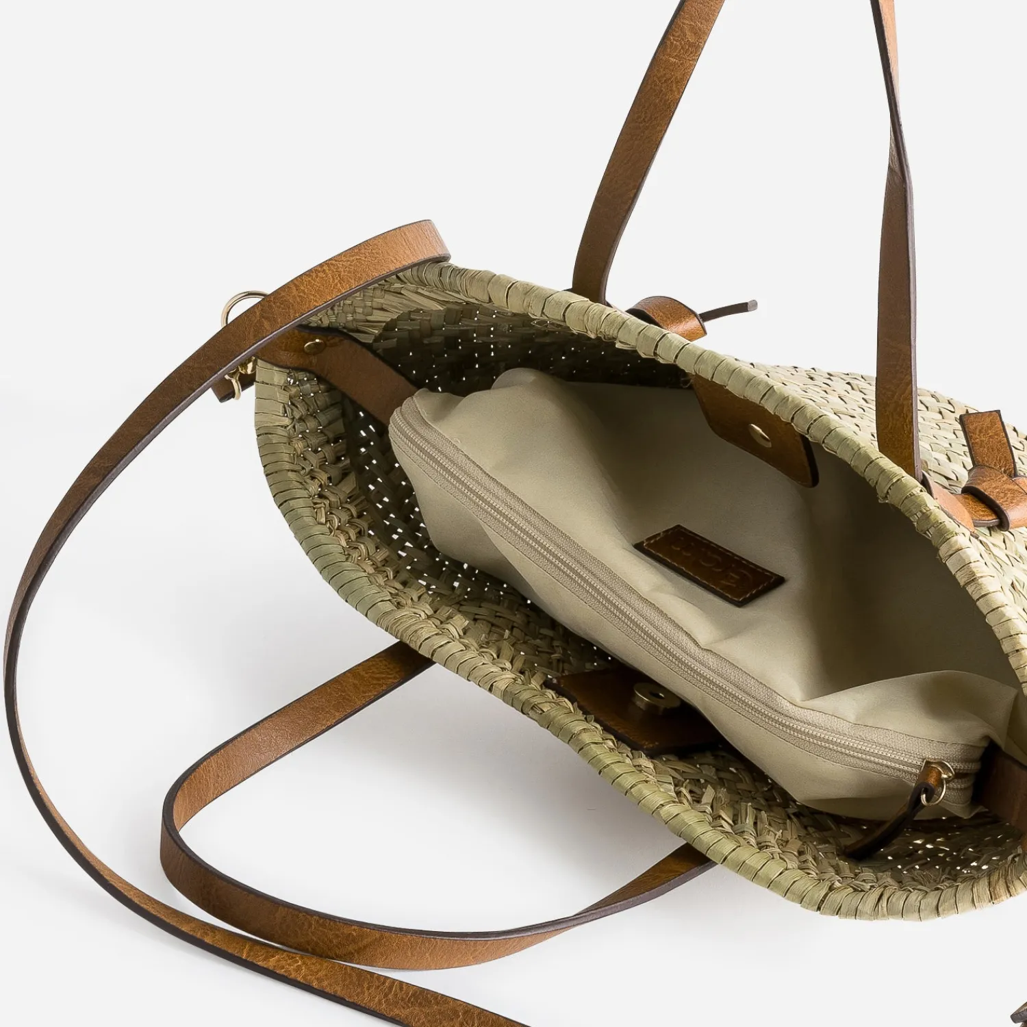 Eram Sacs Cabas|Sacs À Main^Sac panier beige en paille anses CAMEL