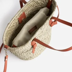 Eram Sacs Cabas|Sacs À Main^Sac panier beige en paille anses ORANGE