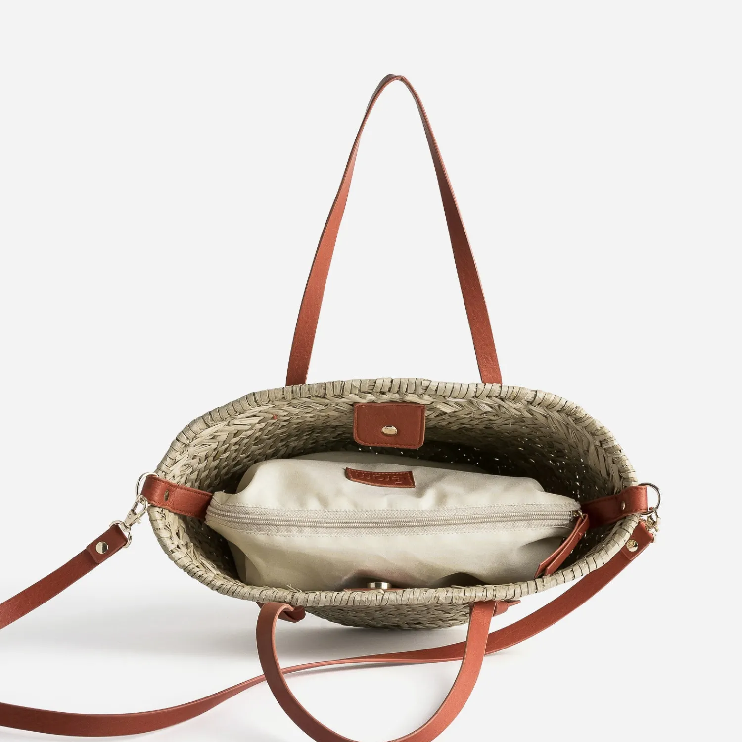 Eram Sacs Cabas|Sacs À Main^Sac panier beige en paille anses ORANGE