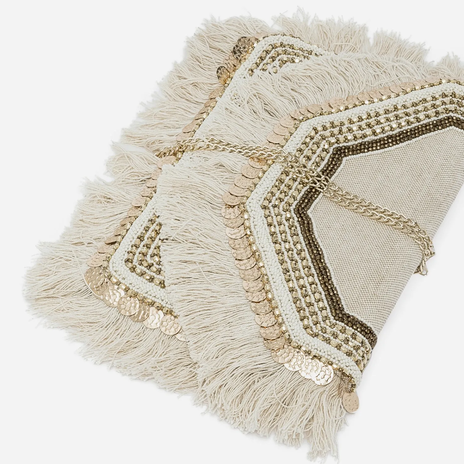 Texto Pochettes|Sacs À Main^Sac pochette chiné en textile à broderies ethniques BEIGE