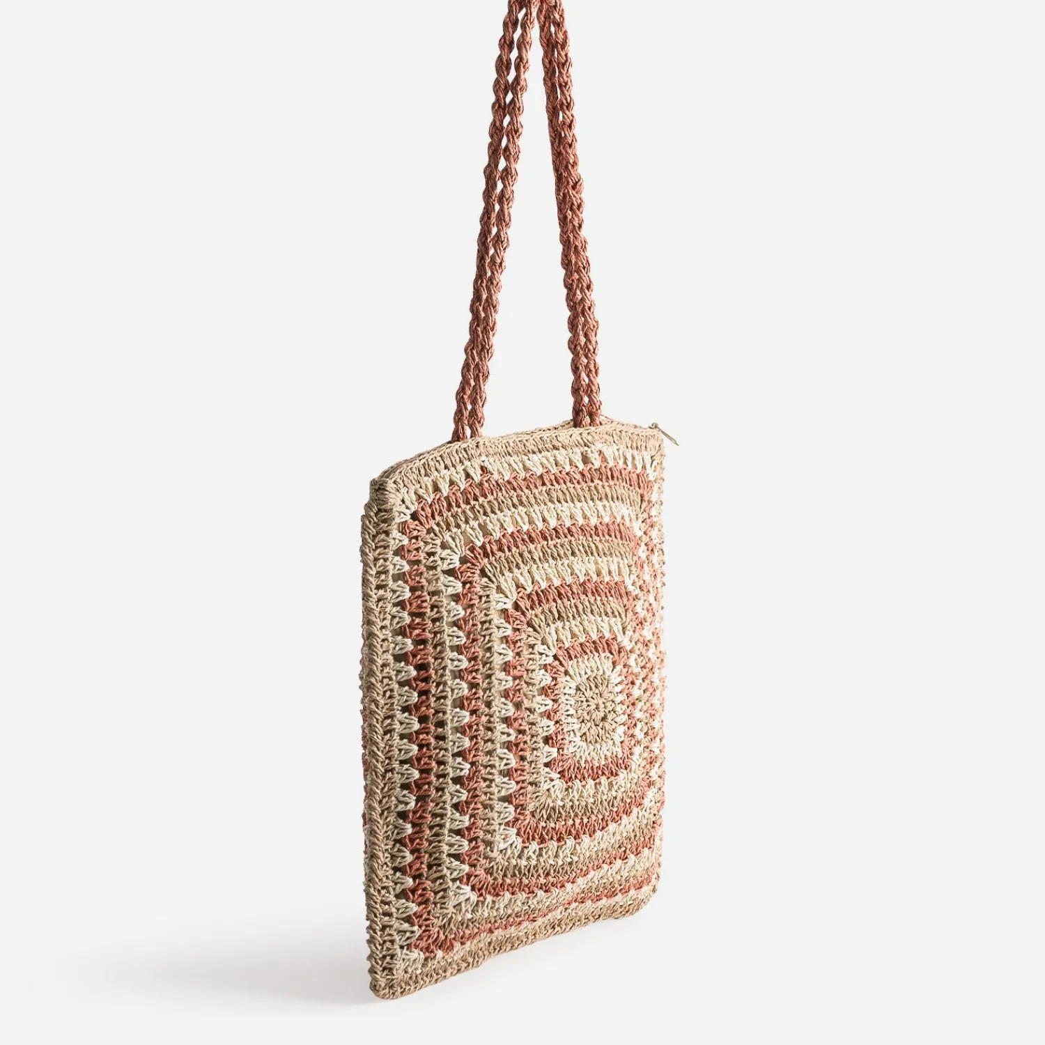 Texto Sacs Cabas^Sac beige, écru et terracotta tressé MULTICOLORE