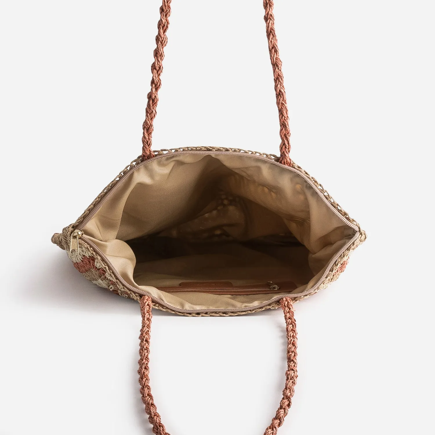 Texto Sacs Cabas^Sac beige, écru et terracotta tressé MULTICOLORE