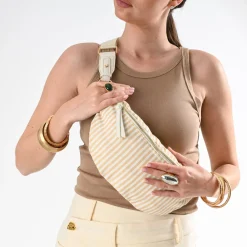 Eram Sacs Bananes & Bandoulières|Sacs À Main^Sac-banane toile motif rayures JAUNE