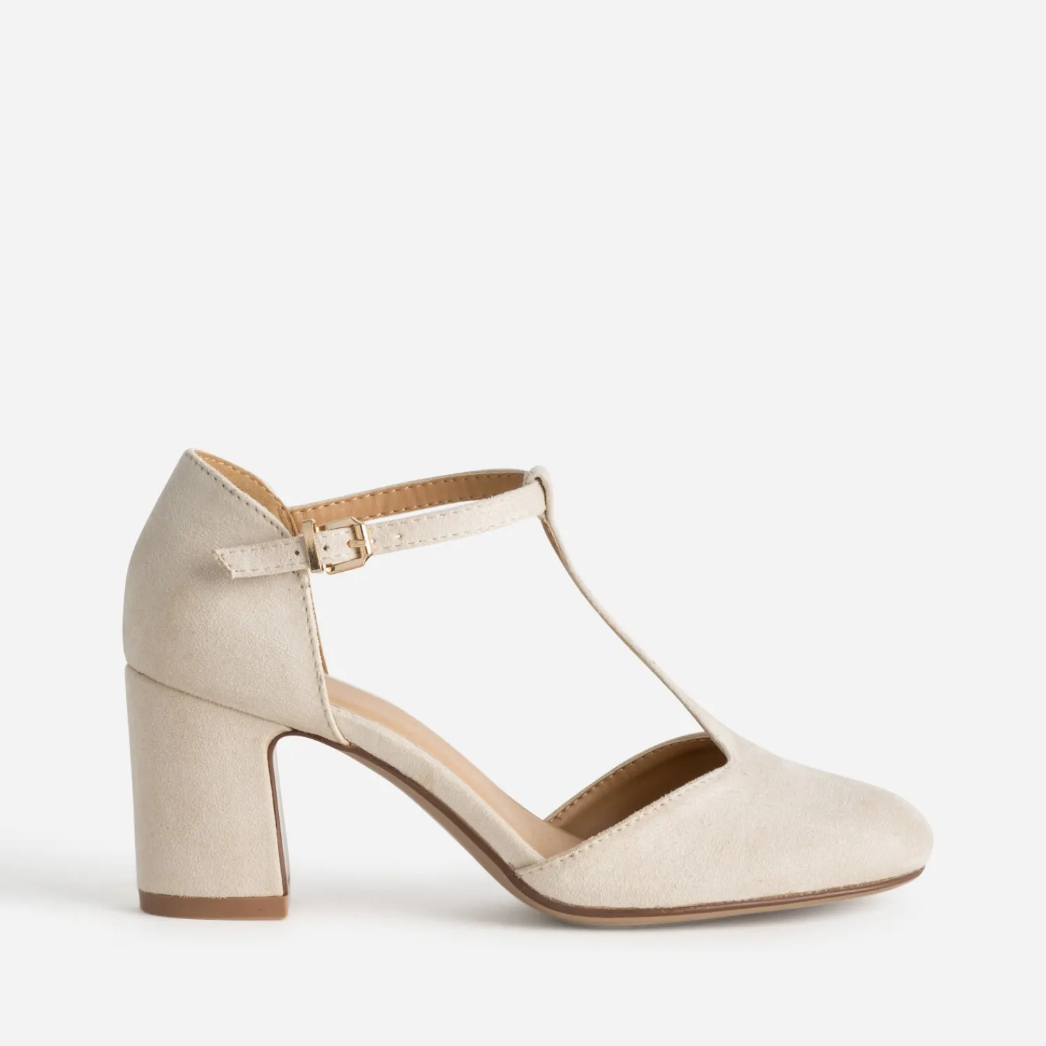 Eram Escarpins^Salomé écru suédé à talon BEIGE