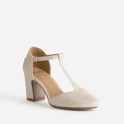 Eram Escarpins^Salomé écru suédé à talon BEIGE