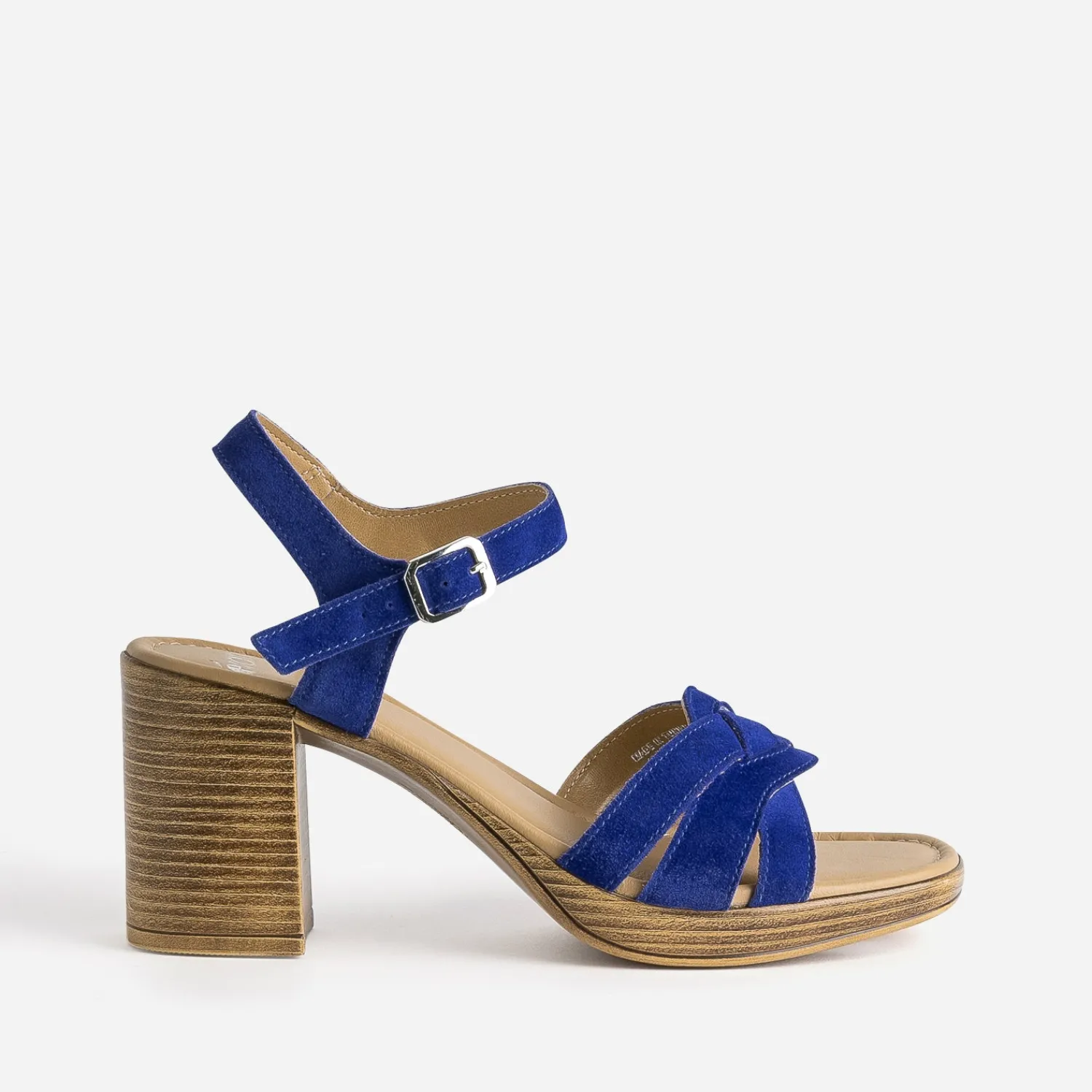 Eram Sandales^Sandale à talon roi cuir velours BLEU