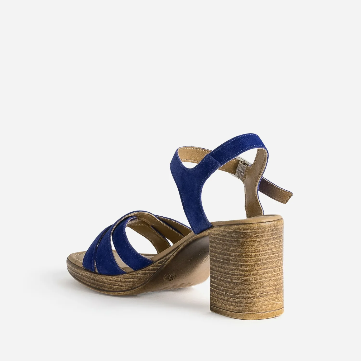 Eram Sandales^Sandale à talon roi cuir velours BLEU