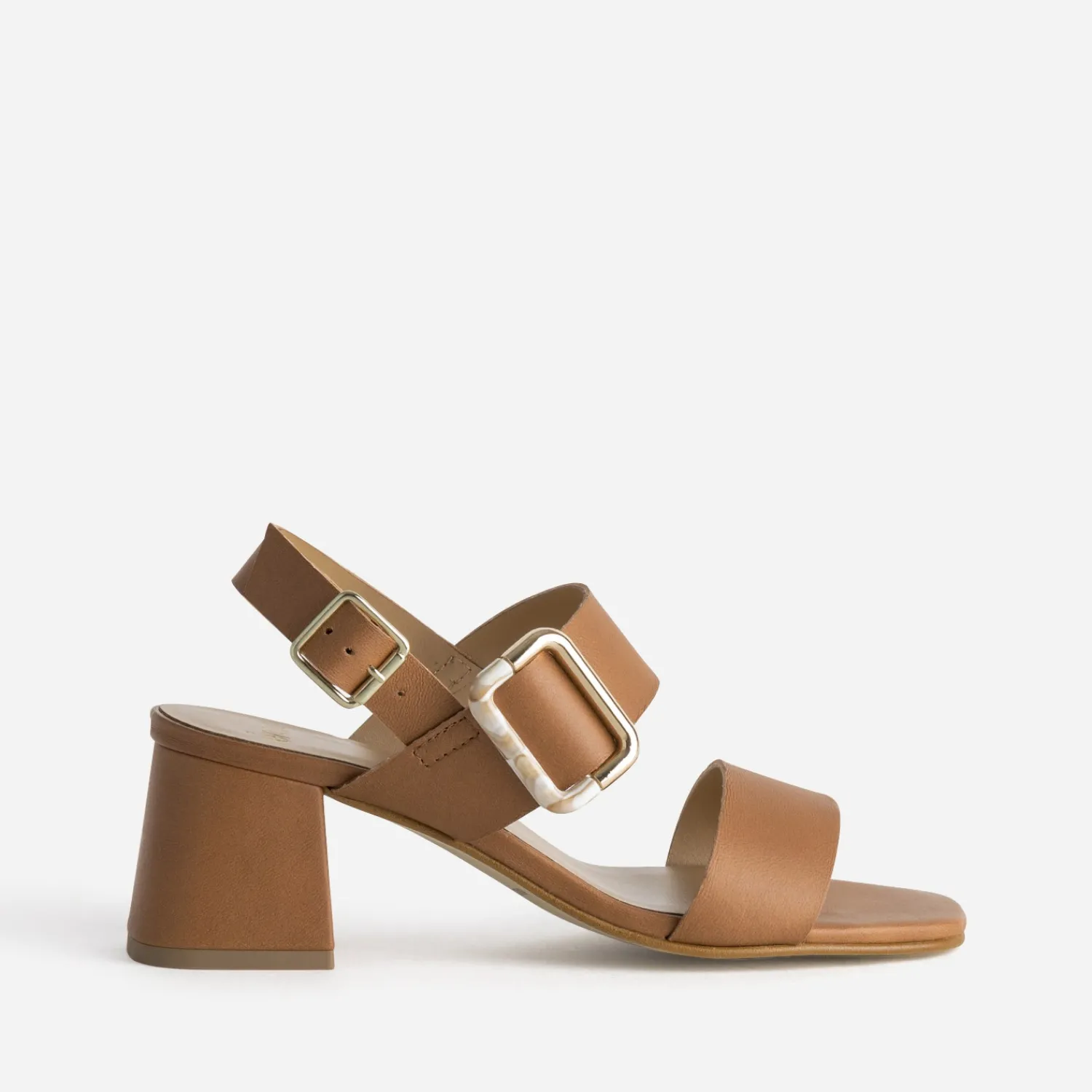 Eram Sandales^Sandale à talon cuir boucle fantaisie CAMEL