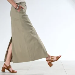 Eram Sandales^Sandale à talon cuir boucle fantaisie CAMEL