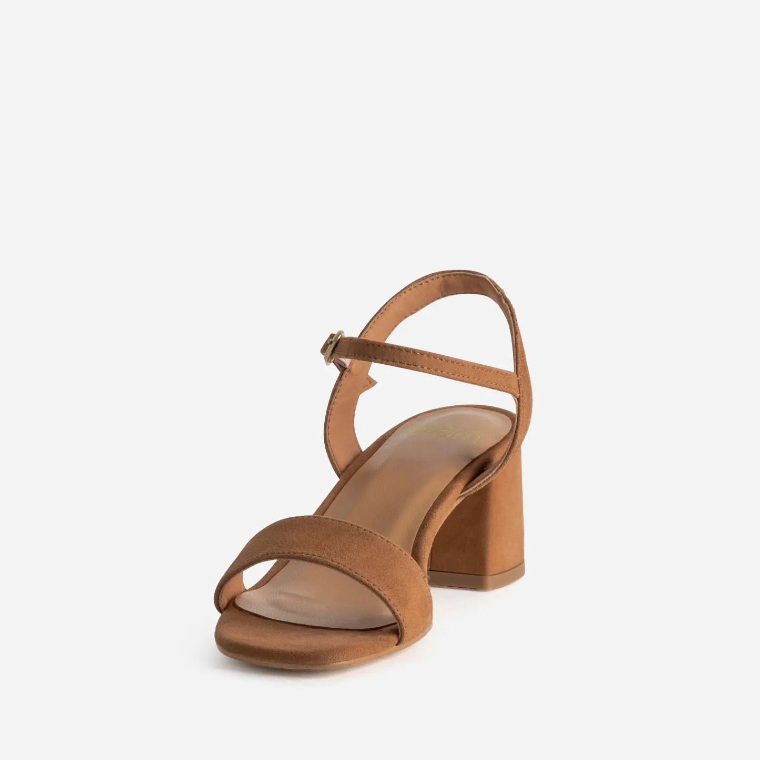 Eram Sandales^Sandale à talon cuir velours CAMEL