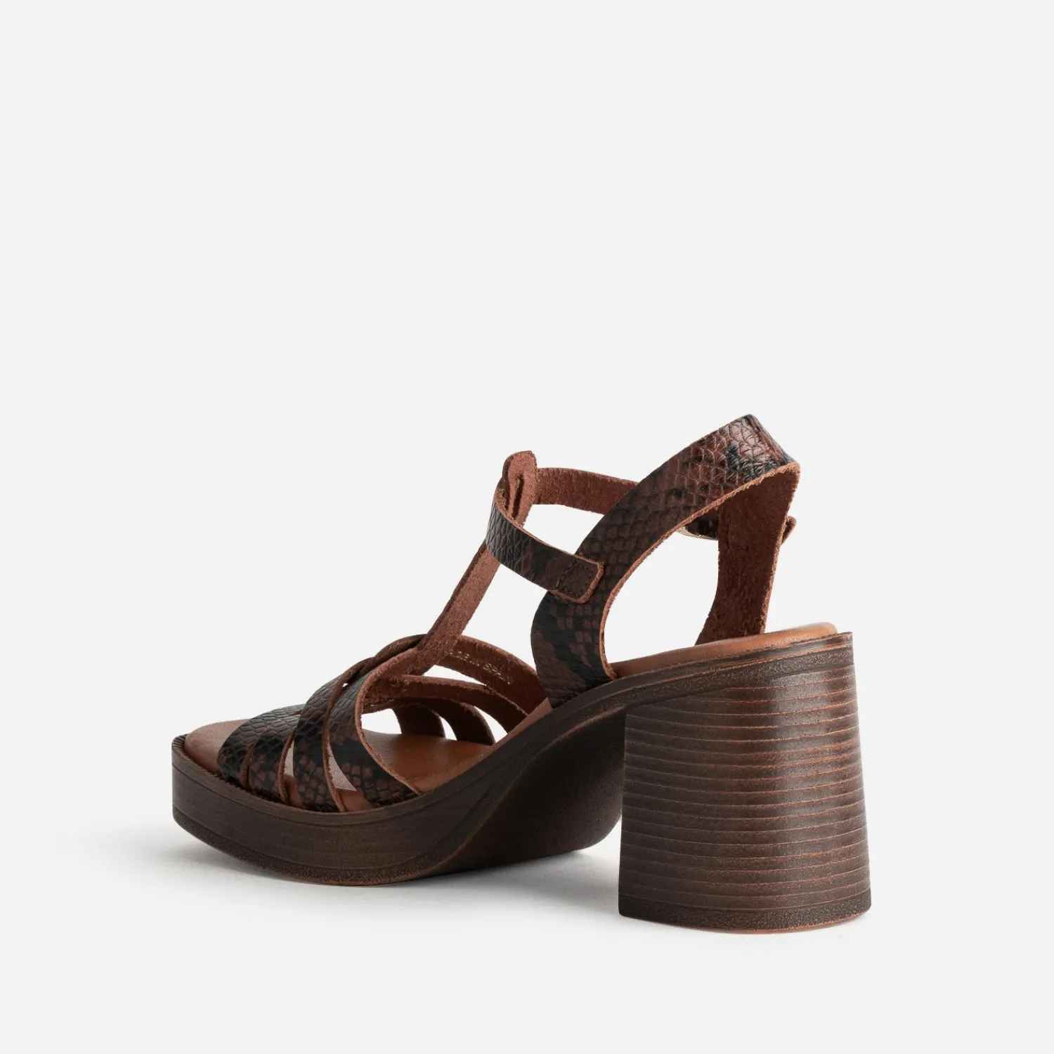 Eram Sandales^Sandale à talon cuir effet python MARRON
