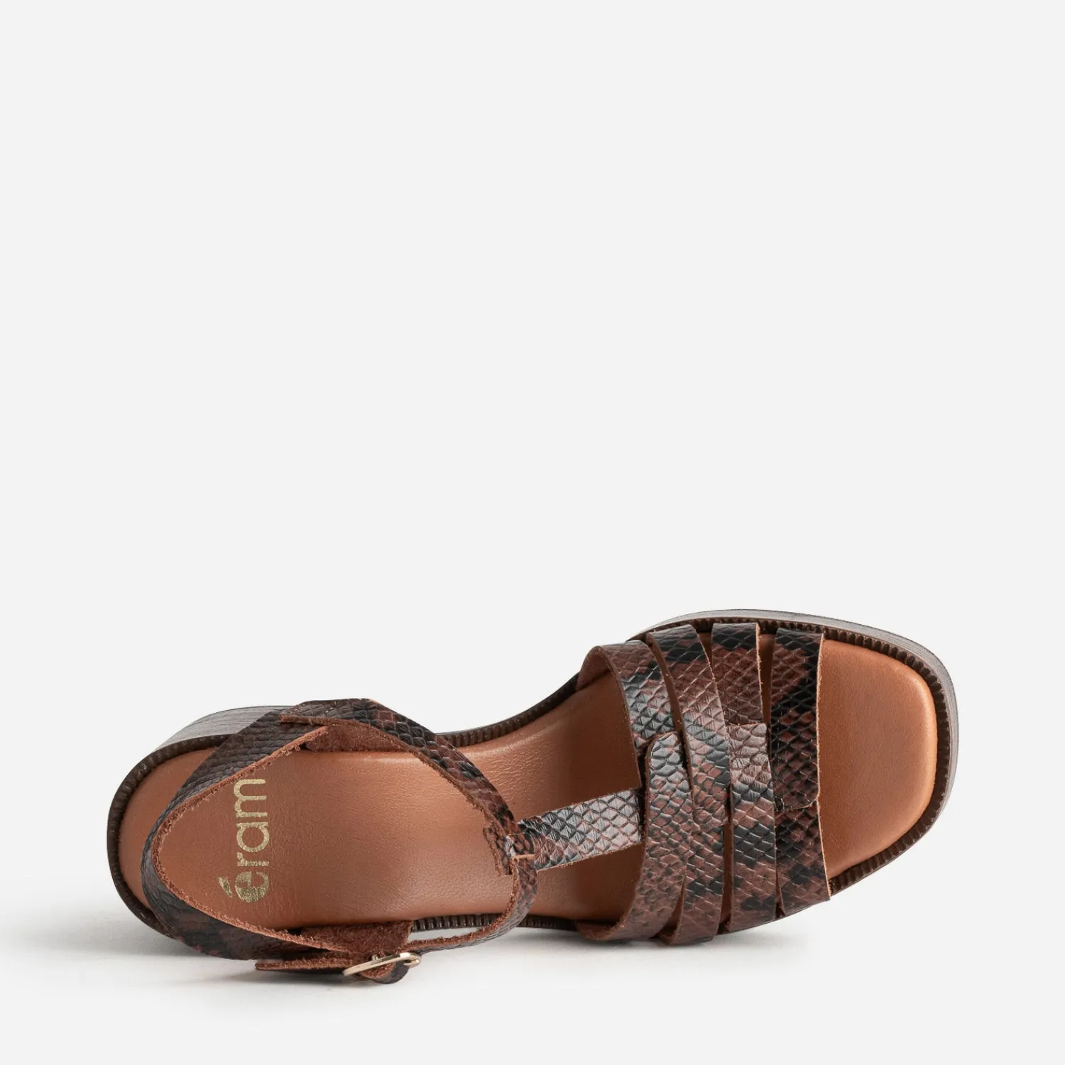 Eram Sandales^Sandale à talon cuir effet python MARRON